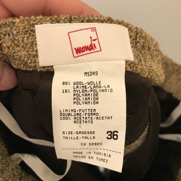 Vintage Mondi Tweed Wool Skirt Plaid 36 Tan brown - Picture 8 of 8